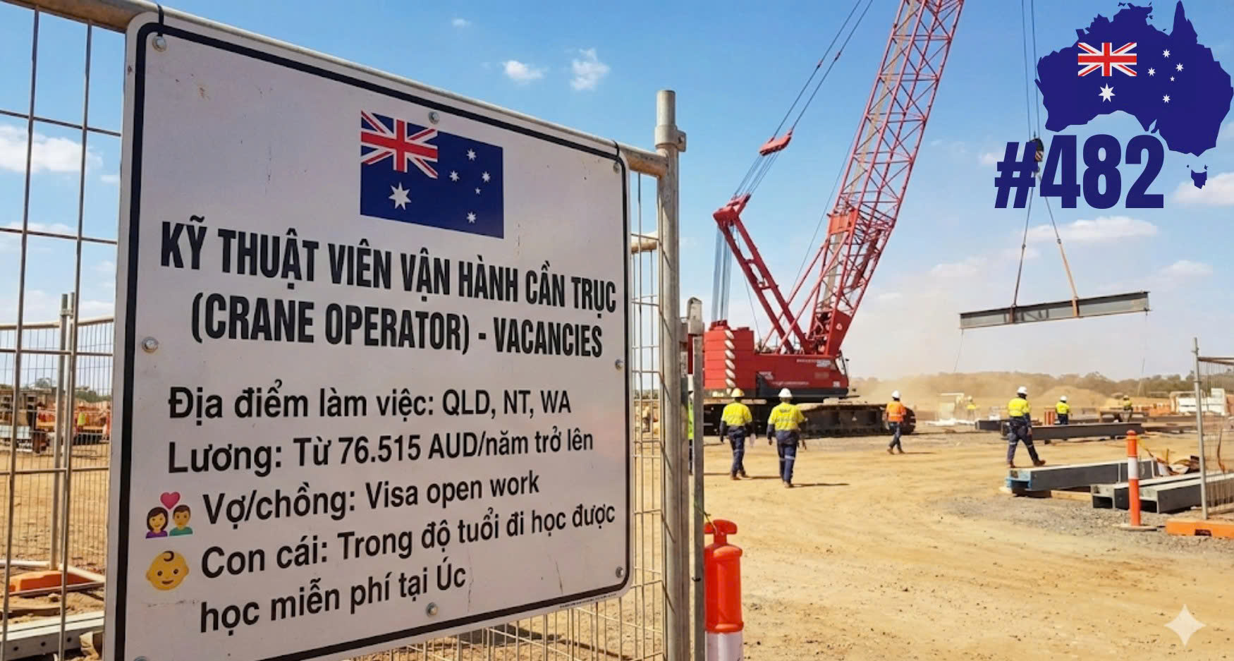 TUYỂN KỸ THUẬT VIÊN VẬN HÀNH CẦN TRỤC TẠI ÚC - THU NHẬP CAO – VISA ÚC 4 NĂM