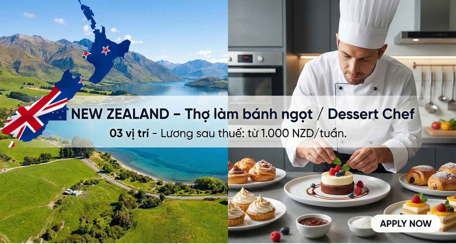 TUYỂN THỢ LÀM BÁNH NGỌT / DESSERT CHEF TẠI NEW ZEALAND 🇳🇿